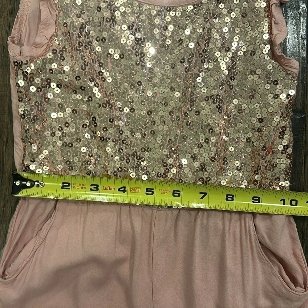 H&M Girls Pink Rose Gold Sequin Jumpsuit Size 2-3Y
